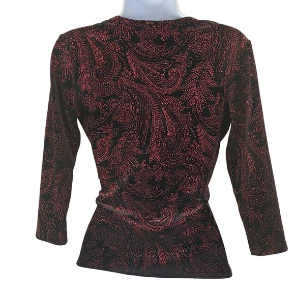 Vtg Y2K Notations Top | SP | Black Velvet Red Glitter | Whimsigoth Fairy Grunge - Picture 2 of 8